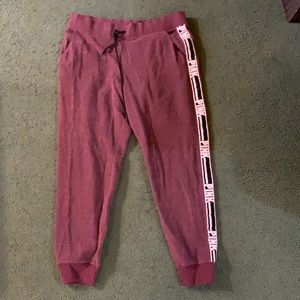 Victoria Secret Pink Maroon Sweatpants & Thermal Top Size L